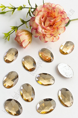 Стразы граненые 18*25 мм, овал (50 шт) SF-1612, светлое золото