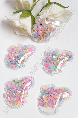 Патч силиконовый с пайетками &quot;Мультик&quot; 3,5*4,2 см (5 шт) SF-2986
