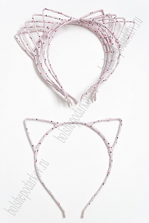 Ободки &quot;Ушки&quot; 5 мм ткань в квадратик (10 шт) SF-1127, бледно-розовый