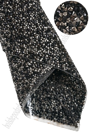 Стразовое полотно на силиконовой основе 24*40 см (SF-6004) черный/серебро