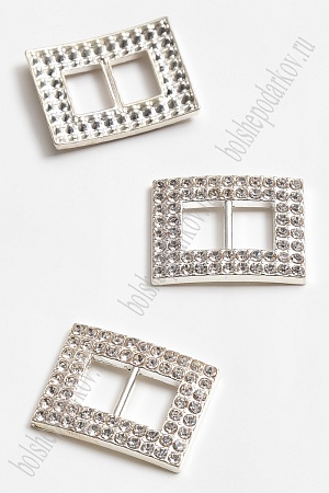 Пряжка со стразами 2 ряда (5 шт) 24*19 мм &quot;Прямоугольник&quot; SF-2042