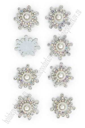 Патчи из фетра со стразами &quot;Снежинка с бусинкой&quot; 2 см (20 шт) SF-7699