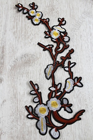 Нашивки &quot;Веточка сакуры, большая&quot; (5 шт) SF-750, белый