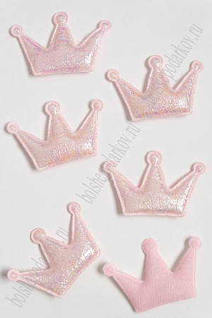 Патч с переливом &quot;Корона&quot; 6,5*4,5 см (10 шт) SF-3781, светло-розовый