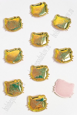 Патч глянец с блестками &quot;Котёнок&quot; 3*3,5 см (10 шт) SF-2971, золото хамелеон