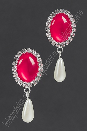 Серединка ювелирная с подвеской (2 шт) SF-5953, серебро/св.-красный №3