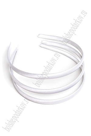 Ободки 1 см, пластик. с атласной тканью (20 шт) SF-1465, белый №001