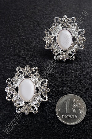 Серединка ювелирная (2 шт) SF-5794, серебро/белый