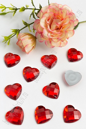 Стразы граненые 20 мм, сердце (50 шт) SF-381, красный