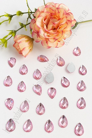 Стразы граненые 10*14 мм, капля (100 шт) SF-382, светло-розовый