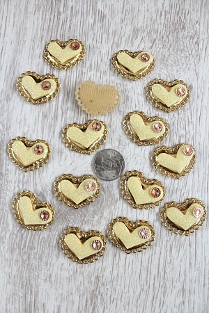 Патч 3D, с декором &quot;Сердце&quot; 3,7*2,5 см (20 шт) SF-1544, золото