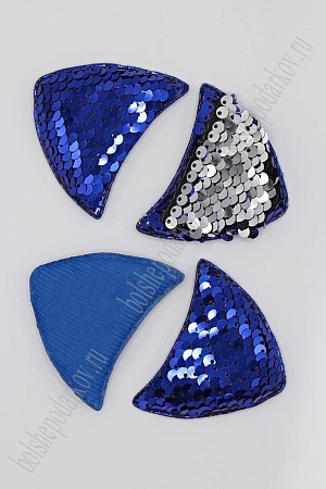 Патч 3D,  с двухсторон. пайетками &quot;Ушки&quot; 6*4 см (10 шт) SF-1880, синий