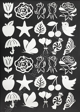 Набор наклеек из термотрансферной пленки &quot;Ассорти&quot; №7, серебро