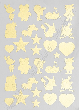 Набор наклеек из термотрансферной пленки &quot;Ассорти&quot; №11, золото