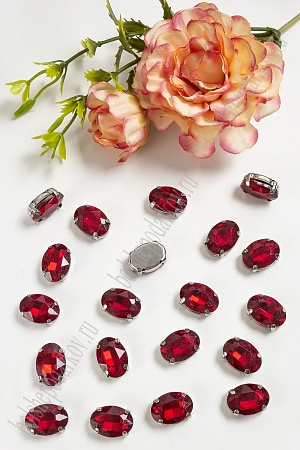 Стразы пришивные 14 мм &quot;Овал&quot; (20 шт) SF-3701, бордовый