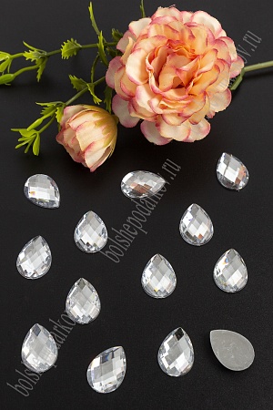 Стразы граненые 13*18 мм, капля (50 шт) SF-383/1609, серебро