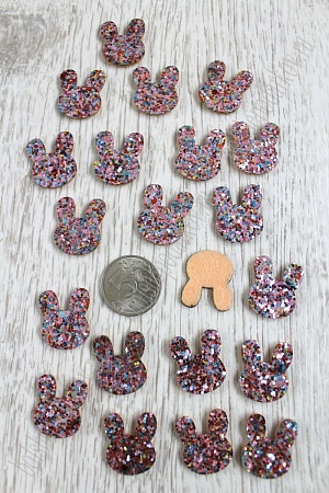 Патч с пайетками &quot;Зайчик&quot; 2,5*2 см (20 шт) SF-1531, розовый