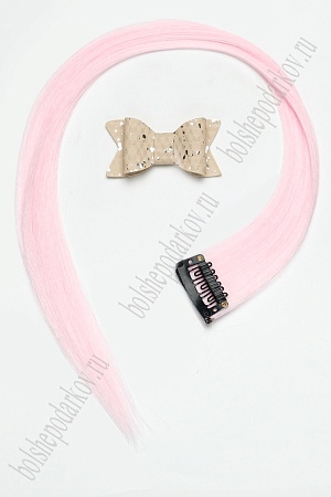 Прядь волос однотонная на заколке, светящаяся в темноте (6 шт) SF-6104, светло-розовый №1