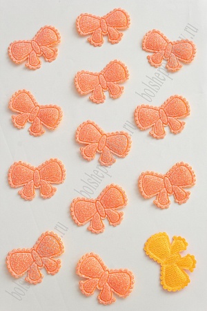 Патч с глиттером &quot;Бант ажурный&quot; 3,6*2,7 см (50 шт) SF-2969, оранжевый