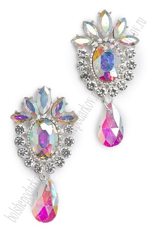 Серединка ювелирная с подвеской (2 шт) SF-5958, серебро/радужный №29
