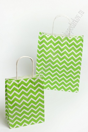 Пакет крафтовый с рисунком &quot;Зигзаг&quot; 15*21*8 см (12 шт) SF-7172, салатовый