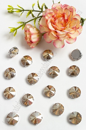 Стразы пришивные 14 мм &quot;Круг&quot; (20 шт) SF-3705, бежевый №22