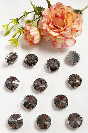 Стразы пришивные 16 мм &quot;Круг&quot; (20 шт) SF-3704, графитовый №2