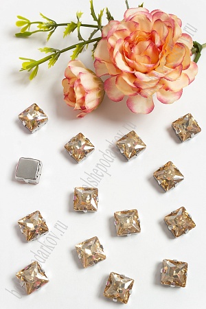 Стразы пришивные 12 мм &quot;Квадрат&quot; (20 шт) SF-3710, бежевый №22