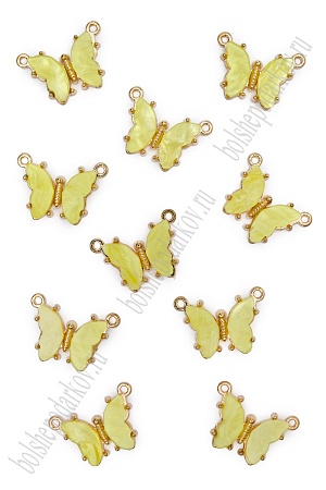 Подвеска-коннектор металл &quot;Бабочка&quot; (10 шт) SF-7343, желтый
