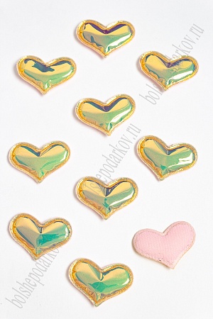 Патч глянец &quot;Сердечко&quot; 3*3,9 см (10 шт) SF-2972, золотой