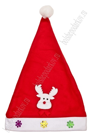 Новогодний колпак &quot;Оленёнок&quot; 43 см (12 шт) красный, С-8