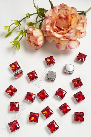 Стразы пришивные 10 мм &quot;Квадрат&quot; (20 шт) SF-3711, красный №17