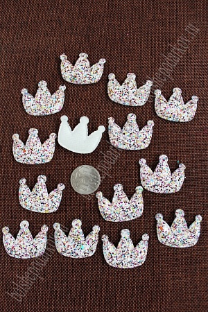 Патч 3D, россыпь пайеток &quot;Корона&quot; 3,7*3,2 см (20 шт) SF-1533, белый/розовый