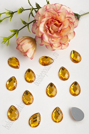 Стразы граненые 13*18 мм, капля (50 шт) SF-383/1609, золото