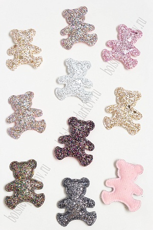 Патч 3D с блестками &quot;Мишка&quot; 4*3,3 см (50 шт) SF-3162, ассорти