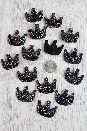 Патч 3D, россыпь пайеток &quot;Корона&quot; 3,7*3,2 см (20 шт) SF-1533, черный