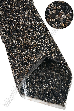 Стразовое полотно на силиконовой основе 24*40 см (SF-6004) черный/золото №29