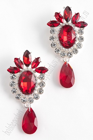 Серединка ювелирная с подвеской (2 шт) SF-5958, серебро/бордовый №01