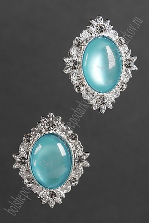 Серединка ювелирная (2 шт) SF-5952, серебро/голубой №6