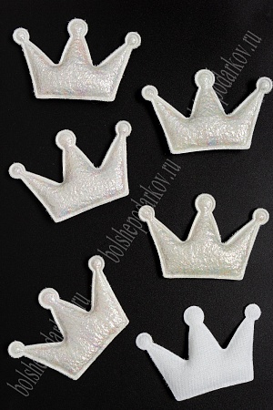 Патч с переливом &quot;Корона&quot; 6,5*4,5 см (10 шт) SF-3781, белый