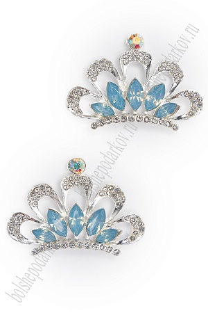 Серединка ювелирная &quot;Корона&quot; (2 шт) SF-7046, голубой №А17