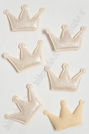 Патч с переливом &quot;Корона&quot; 6,5*4,5 см (10 шт) SF-3781, светло-персиковый