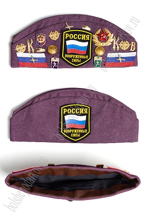 Пилотка со значками (размер 60), джинсовый фиолетовый