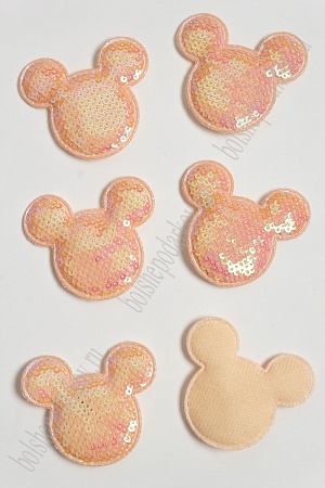 Патч с пайетками &quot;Мультик&quot; 6*5,5 см (10 шт) SF-3782, персиковый хамелеон