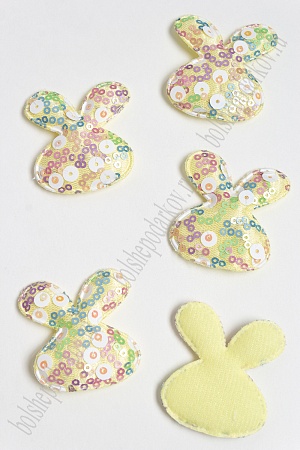 Патч с крупными пайетками &quot;Зайка&quot; 50*45 мм (10 шт) SF-2975, лимонный