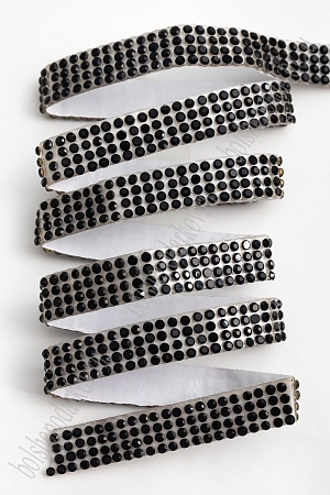 Стразовая лента самоклеящаяся 1 см*5 м (SF-7023) черный №2