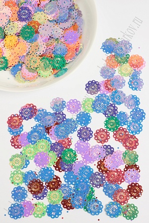 Пайетки перламутровые &quot;Цветок ажурный&quot; (SF-1143) ассорти