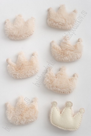 Патч меховой &quot;Корона&quot; 5,5*4,5 см (10 шт) SF-3164, бежевый