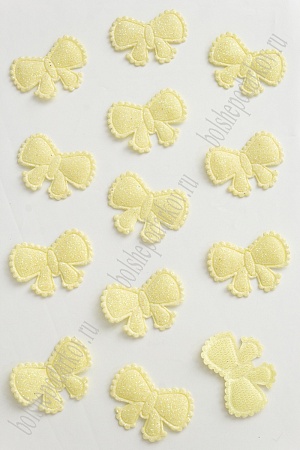 Патч с глиттером &quot;Бант ажурный&quot; 3,6*2,7 см (50 шт) SF-2969, желтый