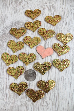 Патч с пайетками &quot;Сердце&quot; 3,8*2,7 см (20 шт) SF-1529, золото